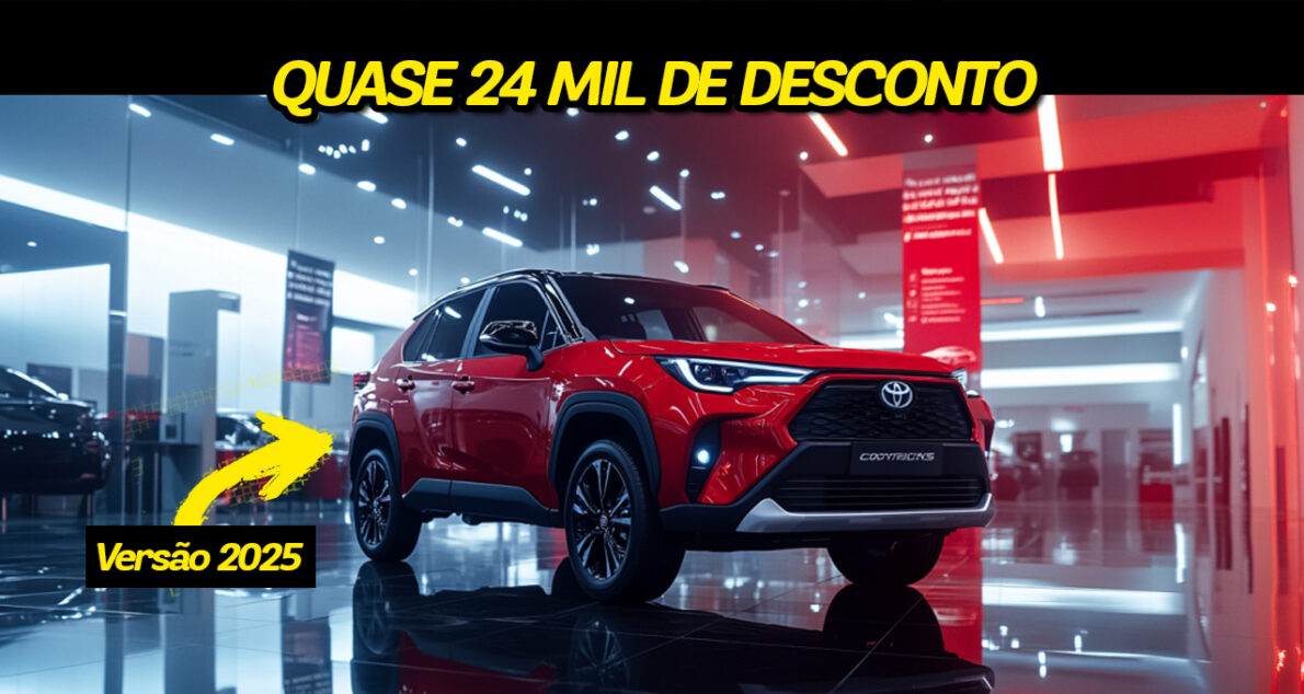 Toyota Corolla Cross 2025 novo com desconto de quase R$ 24 mil para pessoas que se enquadram nesta lista em agosto