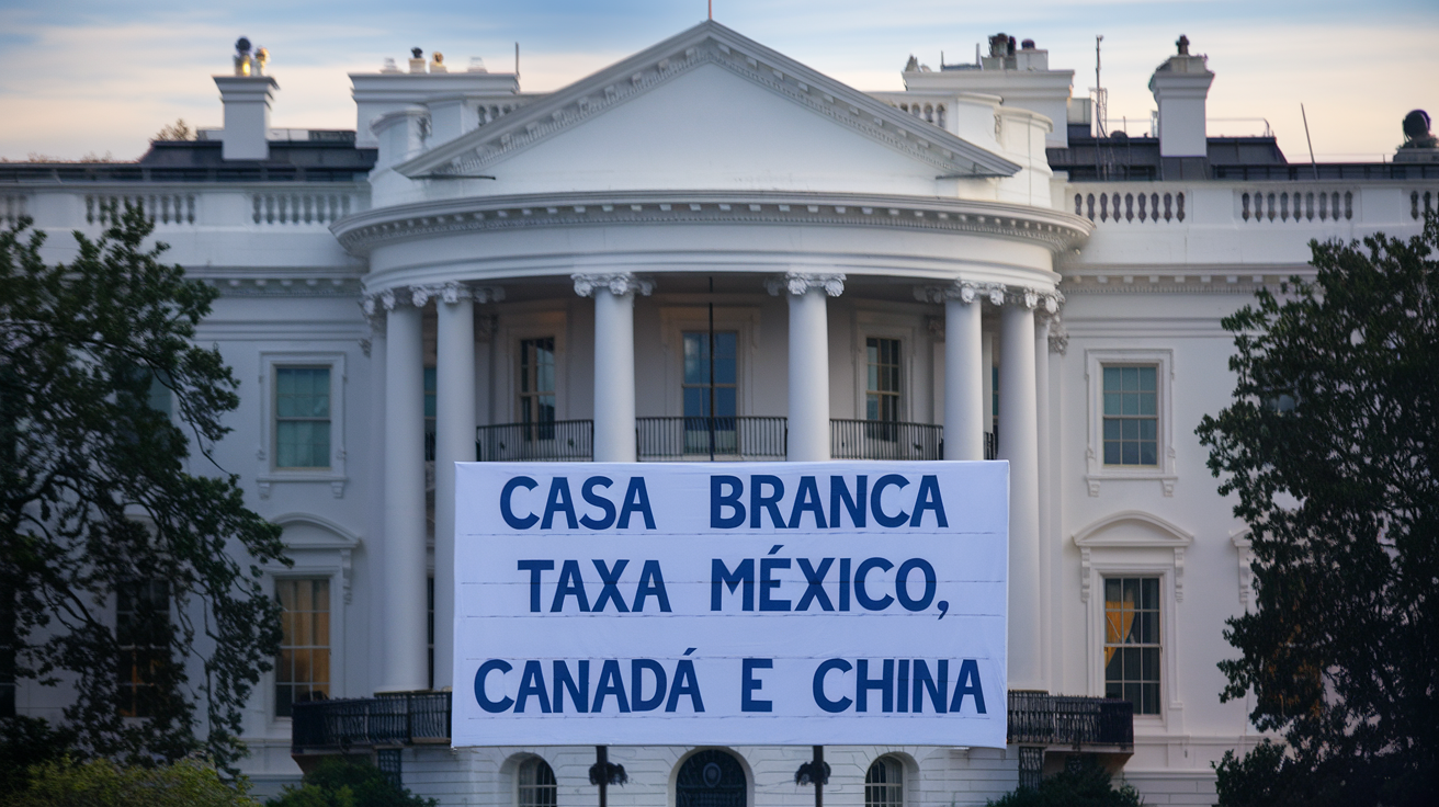 EUA taxam China, México e Canadá - Casa Branca oficializa tarifas de 25% contra México e Canadá e 10% contra China