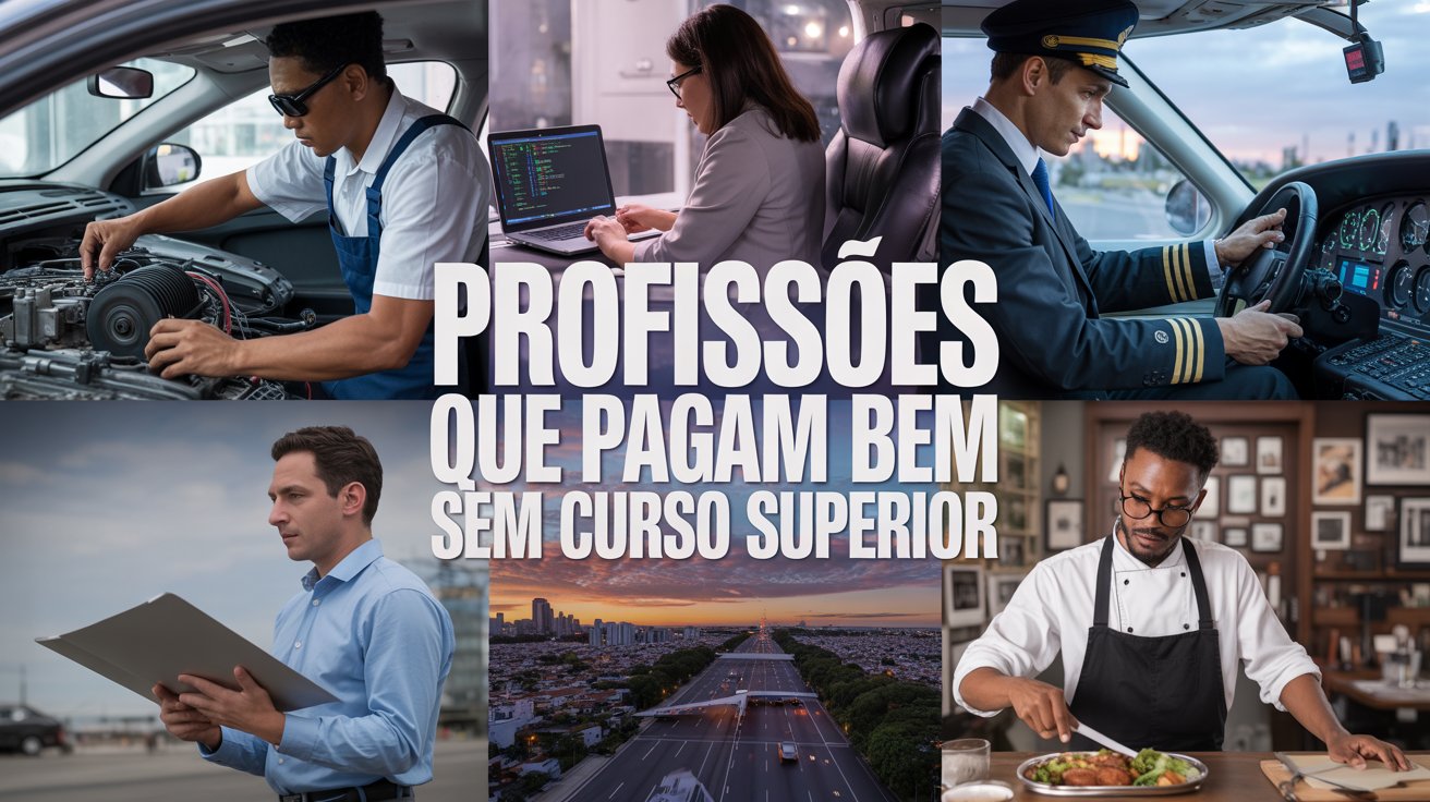 Descubra seis profissões que não pedem diploma, pagam salários acima do esperado e podem transformar sua vida financeira sem faculdade.