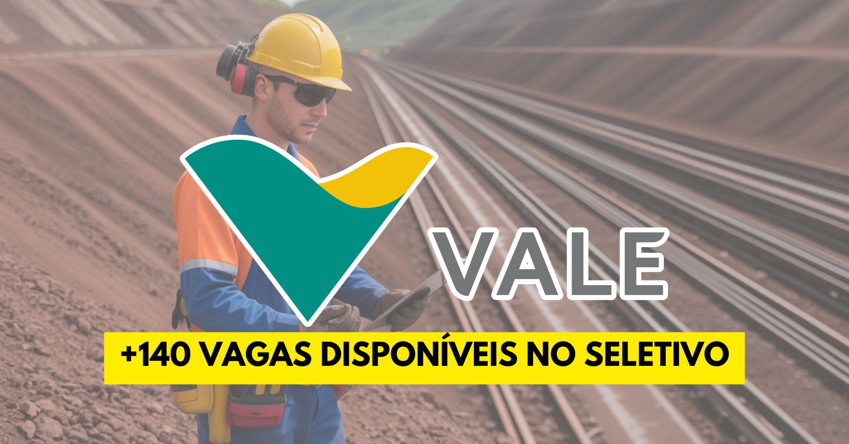 Mineradora Vale abre 145 vagas de emprego com salários atrativos, benefícios como vale-alimentação, PLR e plano de saúde para níveis médio, técnico e superior em dezenas de cargos