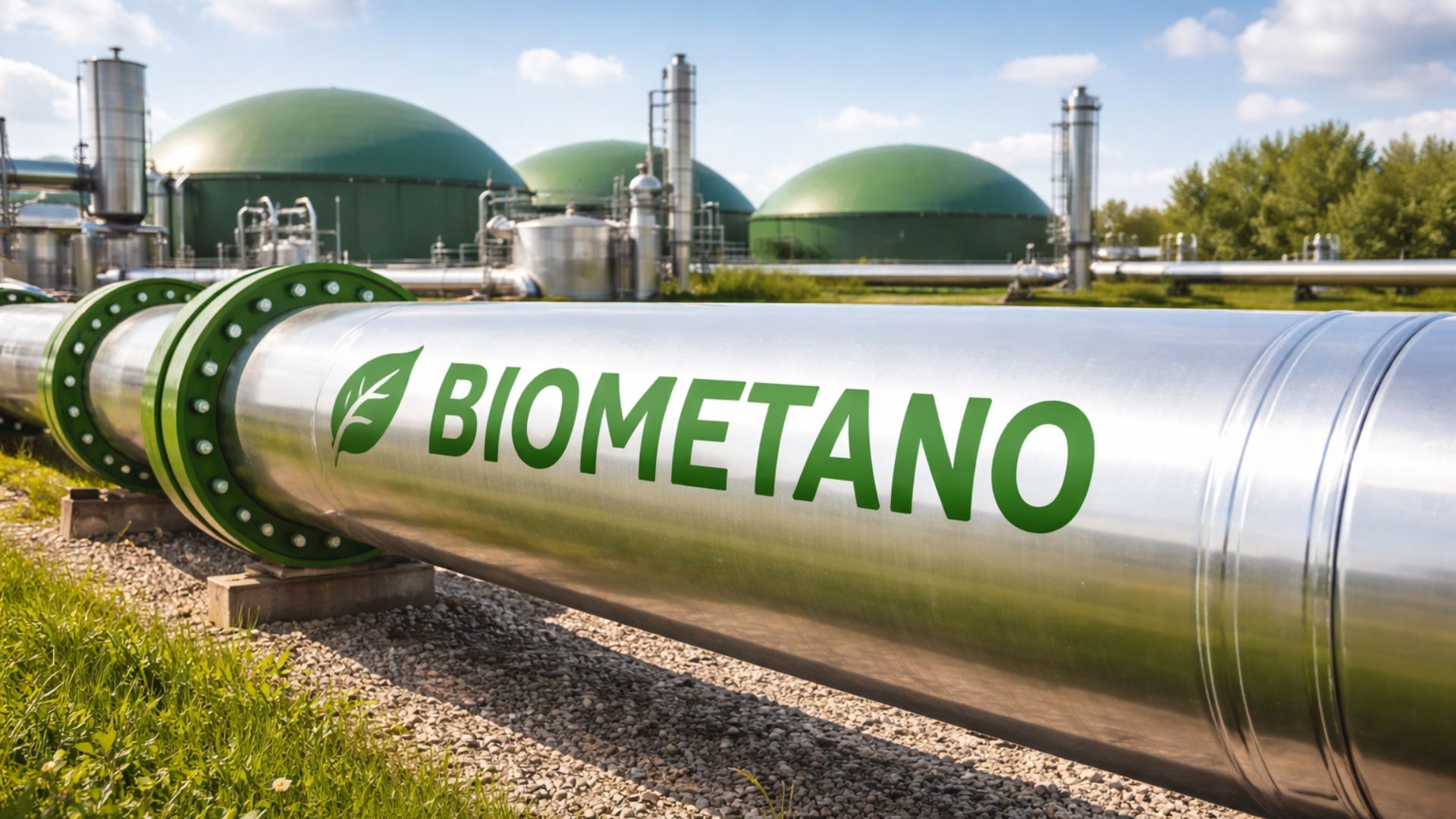 Tubulação e infraestrutura industrial de biometano de usina de energia renovável em construção no aterro sanitário de Cariacica, projeto de biogás gerenciado pela Timenow para produção de biometano