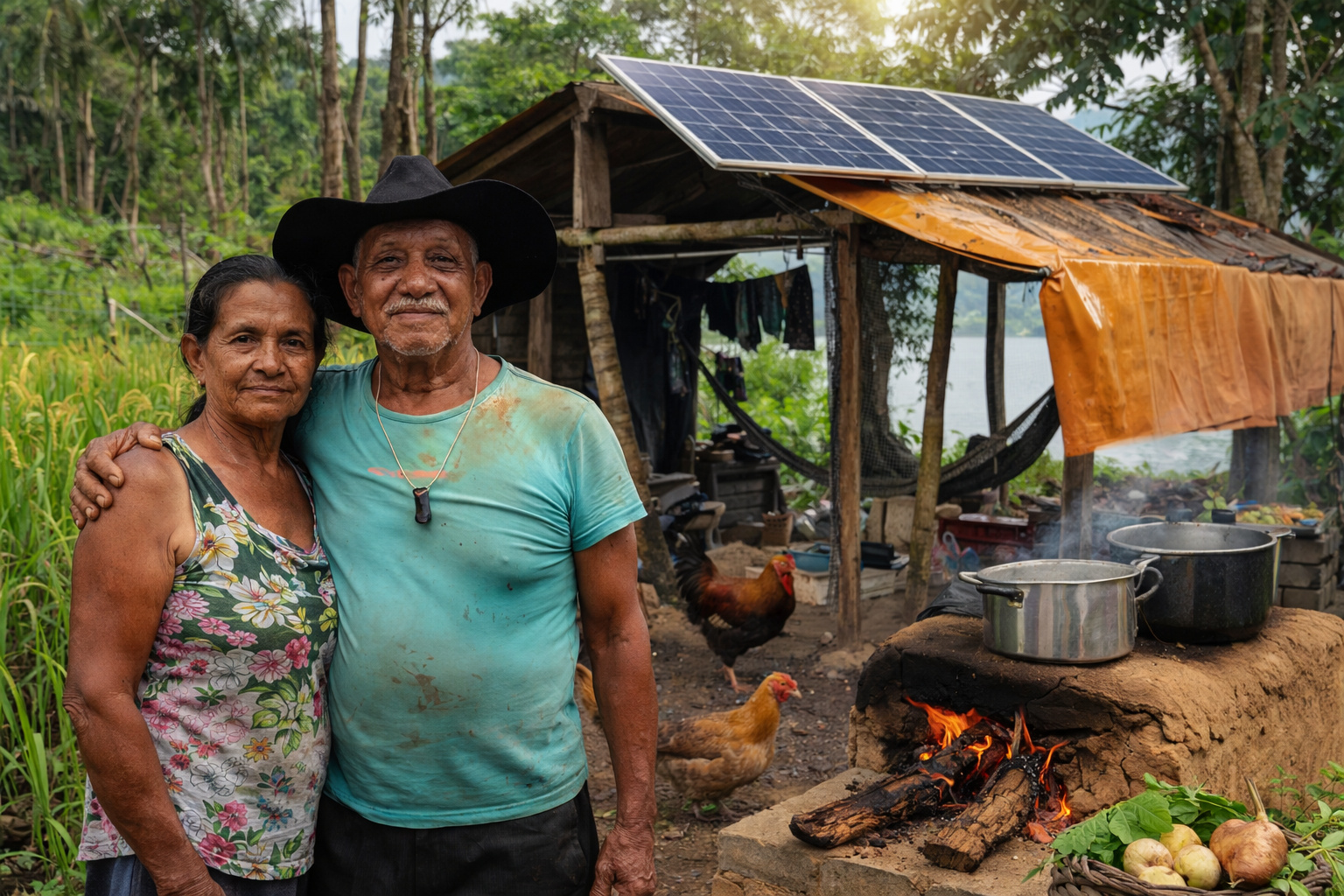 casal isolado - floresta - energia elétrica
