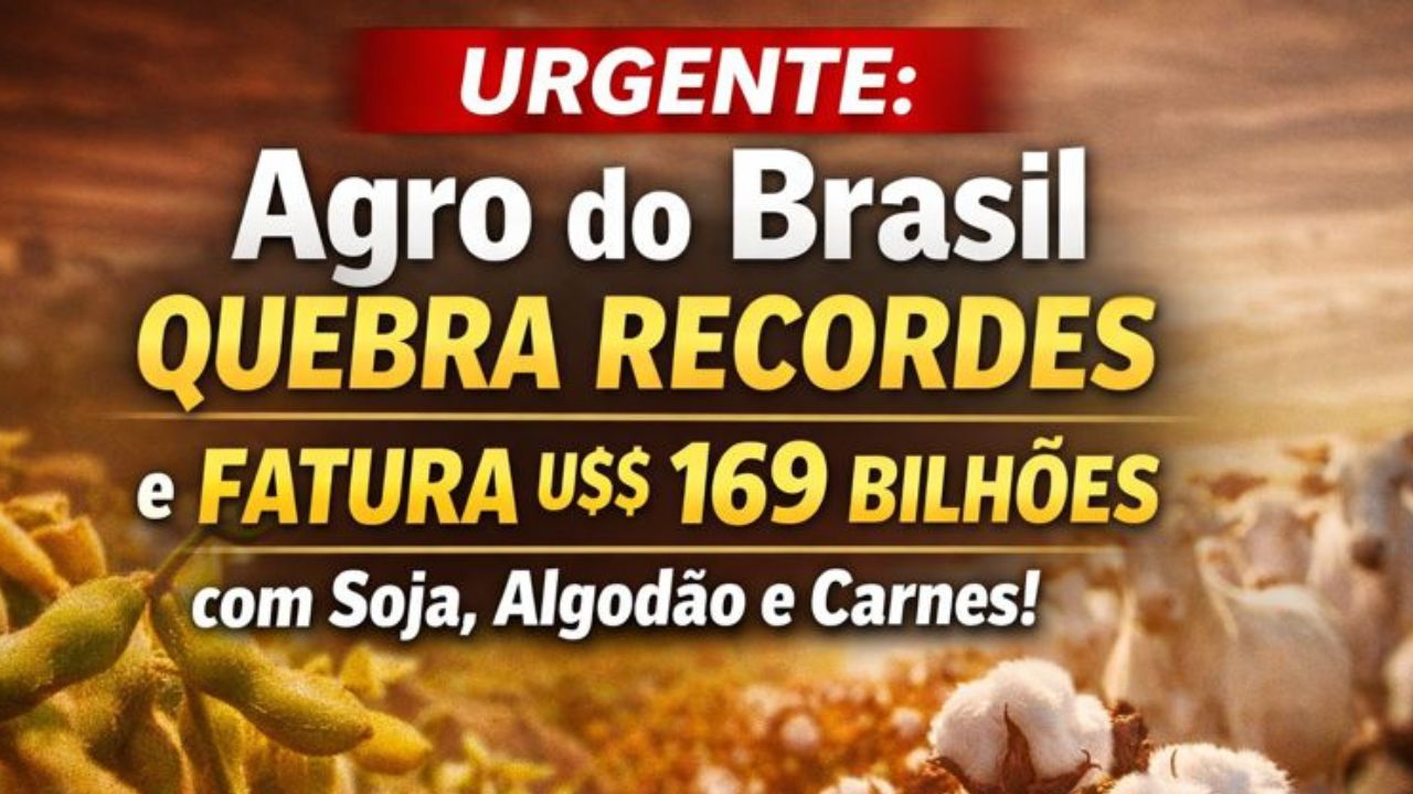 Exportação do agro do Brasil bate recorde em 2025, com soja, algodão e carnes impulsionando faturamento histórico.