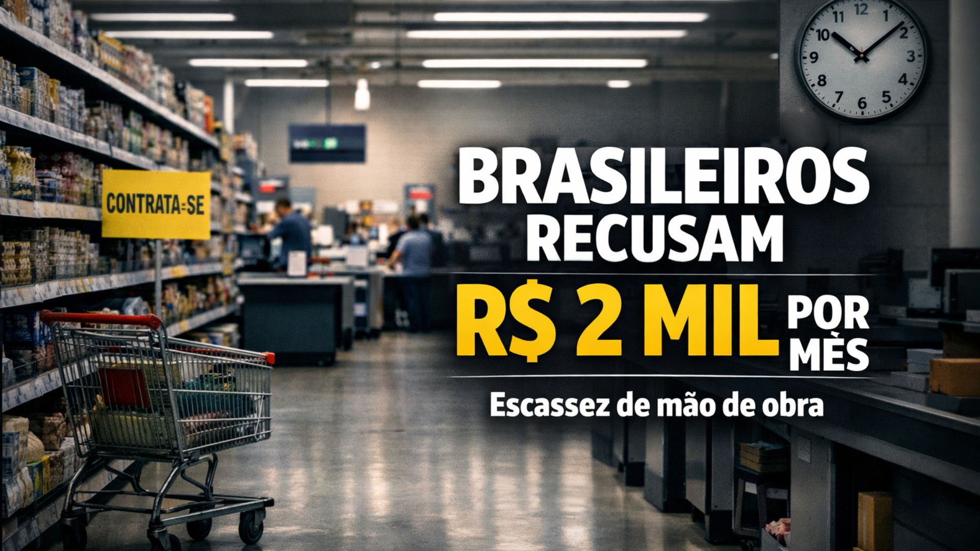 Supermercados acumulam 357 mil vagas abertas, mas rejeição à escala 6x1 e salário de R$ 2 mil afasta trabalhadores em todo o Brasil.