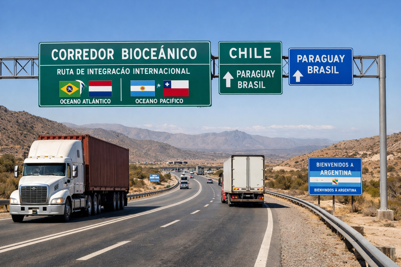 Rodovia da Rota Bioceânica na Argentina em obras para integração logística entre Atlântico e Pacífico