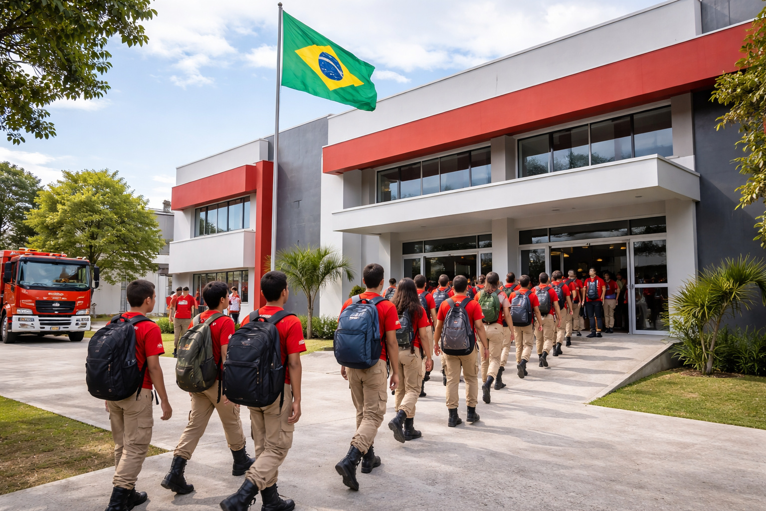 Indaial SC inaugura a primeira escola bombeiro do Brasil com educação integral e apoio do Corpo de Bombeiros.