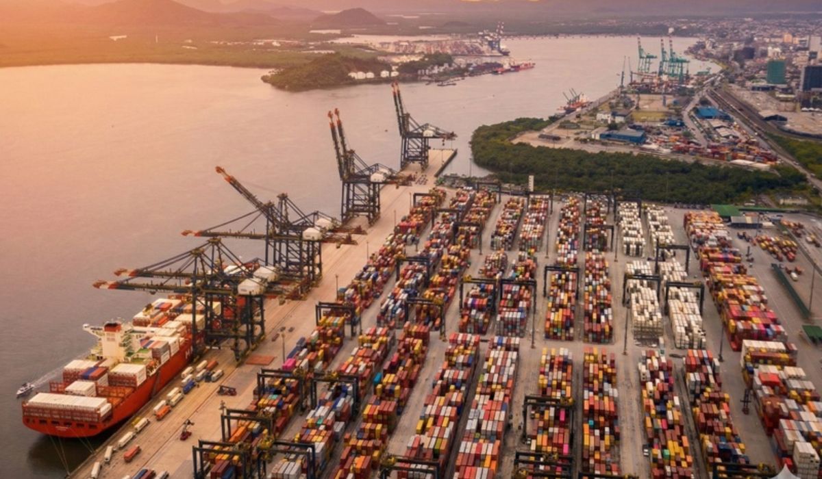 Porto de Santos pode triplicar de tamanho com proposta de ampliar a poligonal para 20,4 milhões de m², dependendo de aval federal oficial. (Imagem: Reprodução)