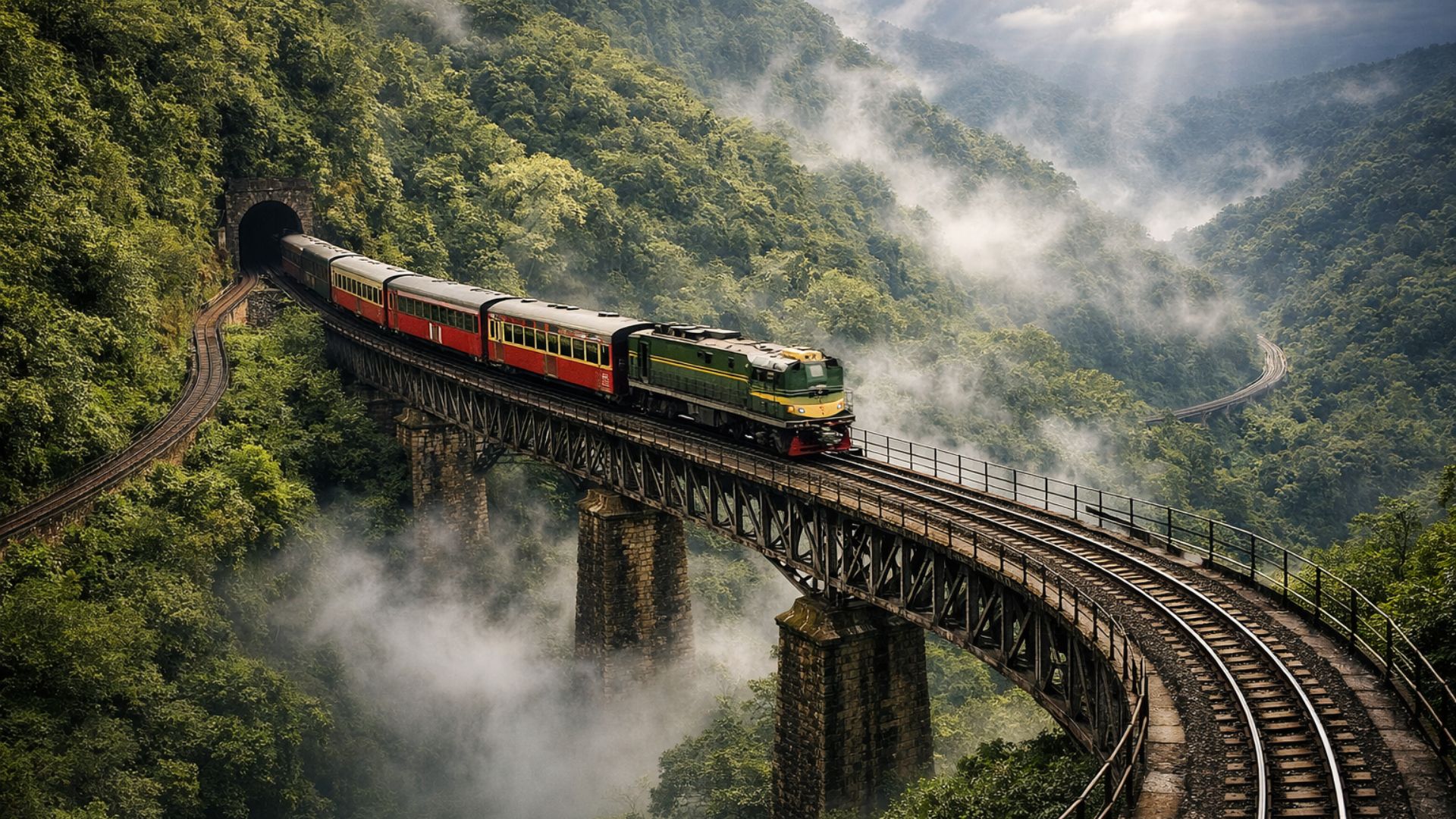 Viagem de trem Curitiba–Morretes cruza a Serra do Mar em 70 km, com túneis e viadutos históricos, e figura entre as ferrovias mais bonitas.