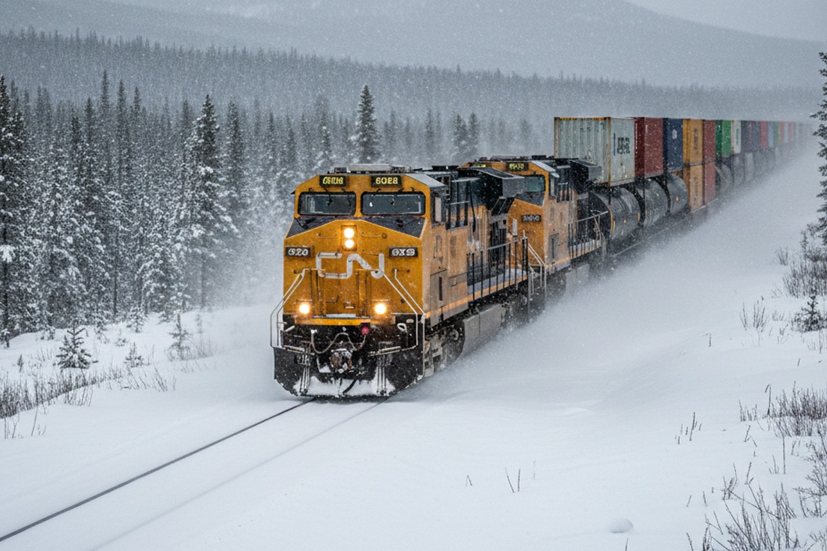As ferrovias dos EUA sofrem uma freada brusca: em apenas uma semana, o transporte ferroviário cai 15,5%, o intermodal despenca e o frio extremo expõe sinais de uma possível desaceleração econômica