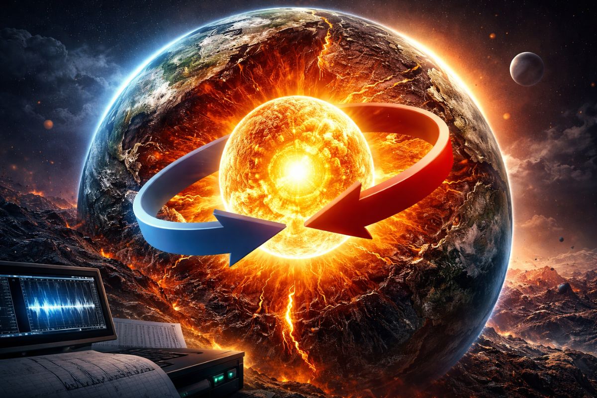 Estudo revela mudanças no núcleo interno da Terra, possíveis efeitos na rotação da Terra, nas ondas sísmicas, no campo magnético terrestre e no interior da Terra.