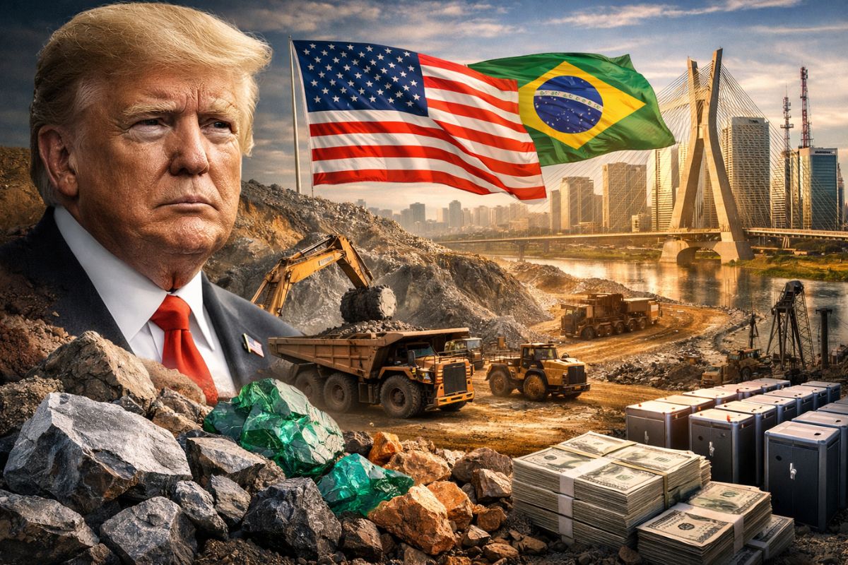 EUA miram minerais críticos do Brasil, ampliam acordos com Estados Unidos, impulsionam mineração e interesse por terras raras estratégicas.